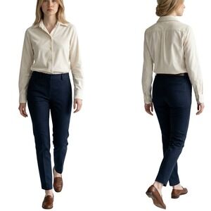 Loro Piana Button Down Shirt Women 44 Ivory Textured Cotton Luxury Blouse Italy